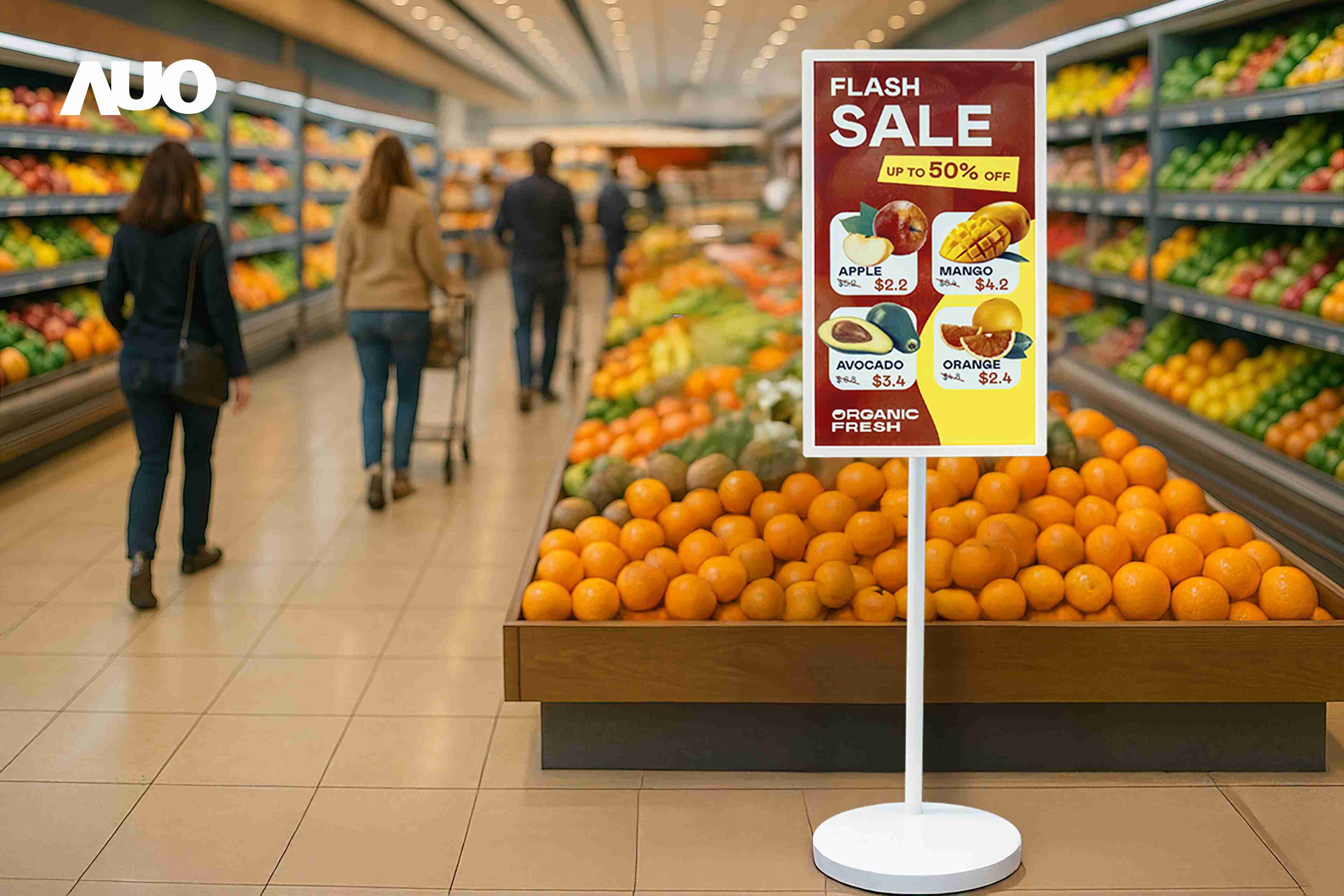 达擎首亮相低功耗、、、全彩的〝aecoPost电子纸解决方案〞，，，，仅在更新画面时需要微量的电力驱动，，无需布建电线的便捷设计，，，，使其可灵活应用、、随意置放，，并可透过云端或行动装置app，，轻松管理及排程广告内容，，晋升店头营销利器。。。。